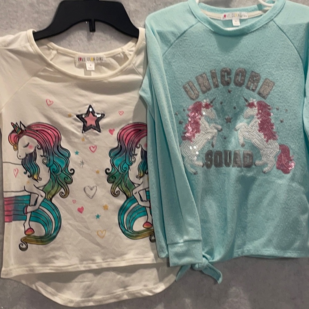 Unicorns! One short sleeve and one long sleeve Unicorn shirts